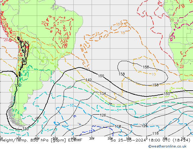 Height/Temp. 850 hPa ECMWF  25.05.2024 18 UTC