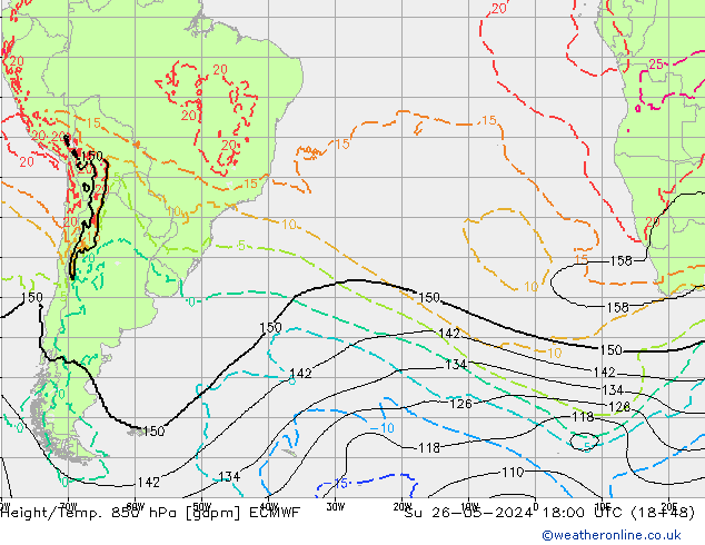 Height/Temp. 850 hPa ECMWF Su 26.05.2024 18 UTC