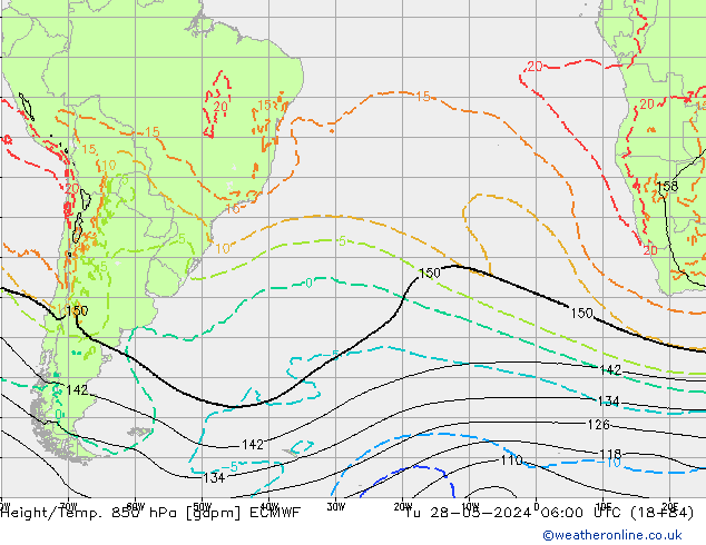 Yükseklik/Sıc. 850 hPa ECMWF Sa 28.05.2024 06 UTC