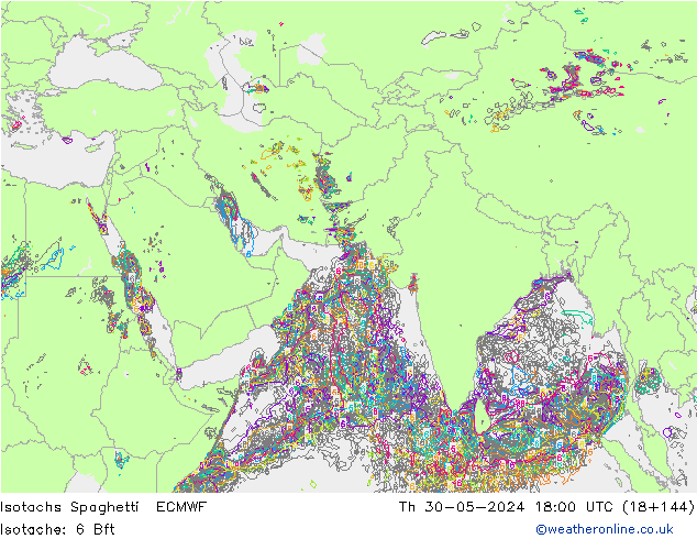 Isotachs Spaghetti ECMWF Th 30.05.2024 18 UTC