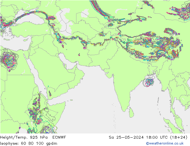 Height/Temp. 925 hPa ECMWF so. 25.05.2024 18 UTC