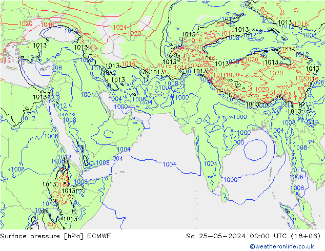 ciśnienie ECMWF so. 25.05.2024 00 UTC