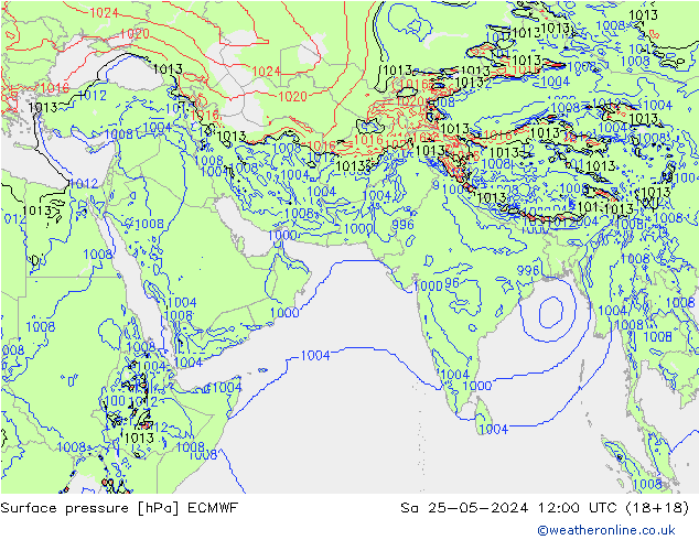 Surface pressure ECMWF Sa 25.05.2024 12 UTC