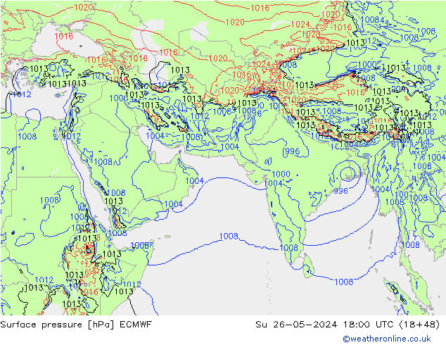 приземное давление ECMWF Вс 26.05.2024 18 UTC