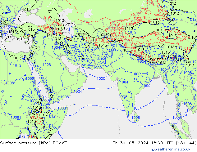 pressão do solo ECMWF Qui 30.05.2024 18 UTC