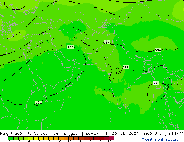 Height 500 hPa Spread ECMWF gio 30.05.2024 18 UTC