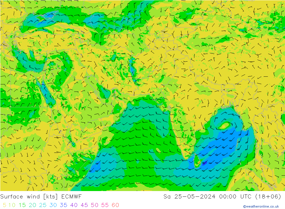 风 10 米 ECMWF 星期六 25.05.2024 00 UTC