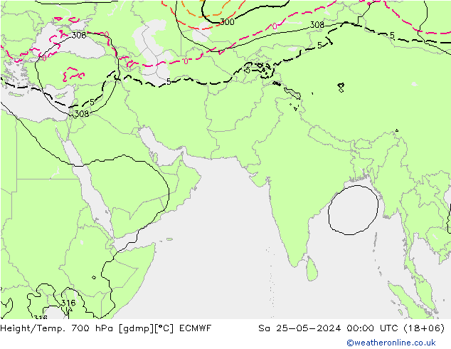 Yükseklik/Sıc. 700 hPa ECMWF Cts 25.05.2024 00 UTC