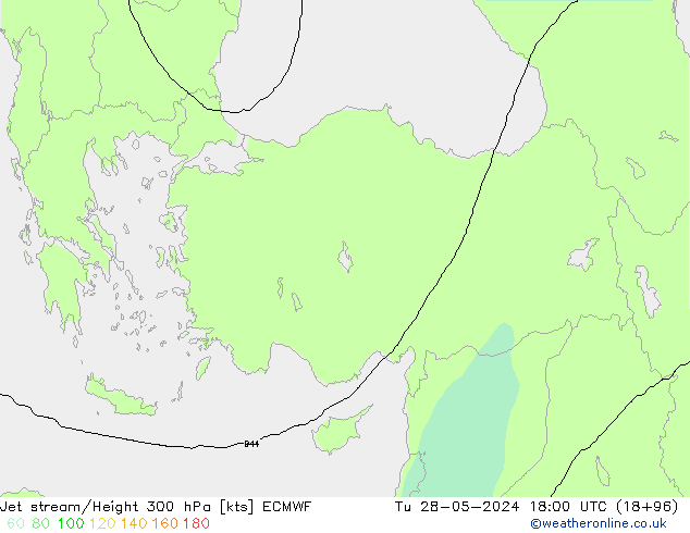 Jet stream/Height 300 hPa ECMWF Tu 28.05.2024 18 UTC