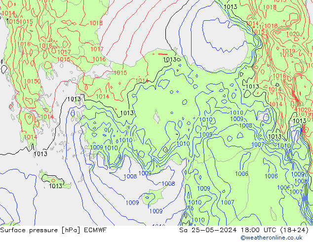 Luchtdruk (Grond) ECMWF za 25.05.2024 18 UTC