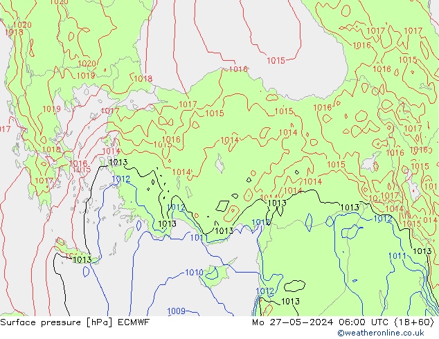 Surface pressure ECMWF Mo 27.05.2024 06 UTC