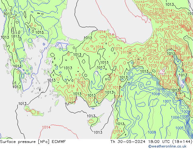 ciśnienie ECMWF czw. 30.05.2024 18 UTC