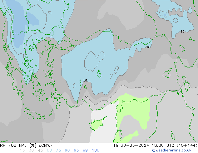 RV 700 hPa ECMWF do 30.05.2024 18 UTC