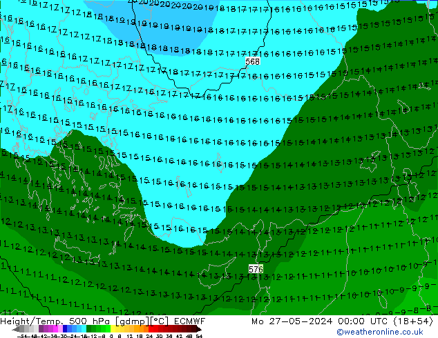 Height/Temp. 500 hPa ECMWF  27.05.2024 00 UTC