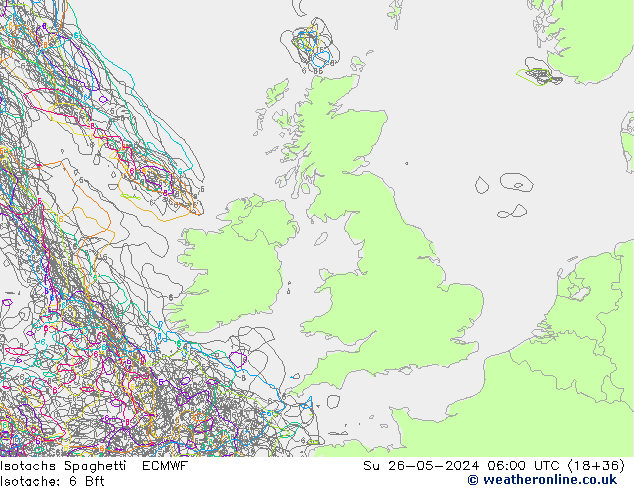 Isotaca Spaghetti ECMWF dom 26.05.2024 06 UTC