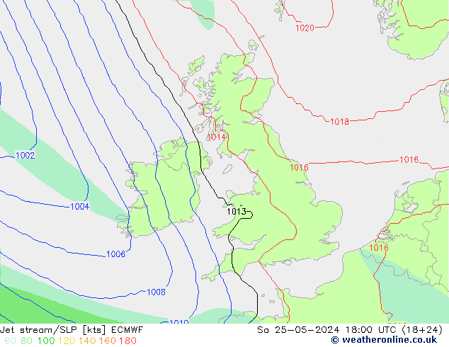 Polarjet/Bodendruck ECMWF Sa 25.05.2024 18 UTC