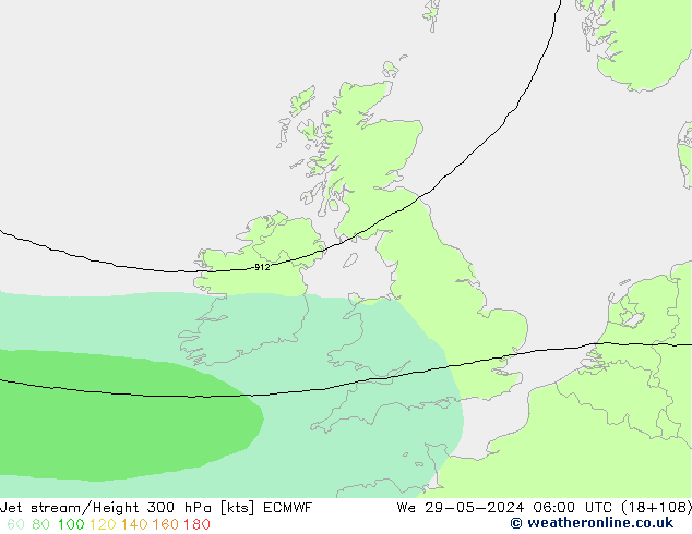 Jet stream/Height 300 hPa ECMWF We 29.05.2024 06 UTC