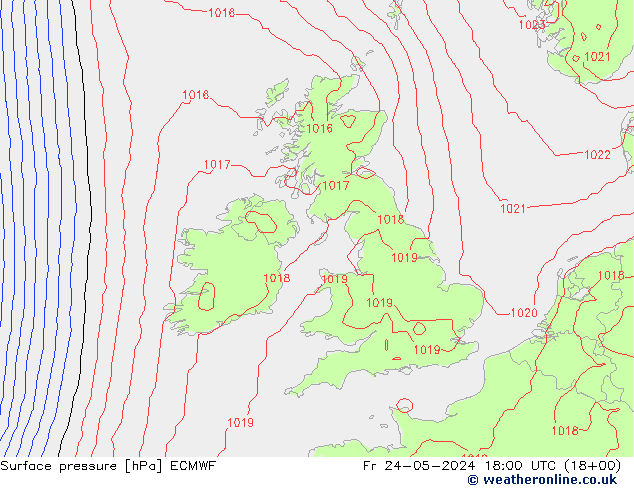 Surface pressure ECMWF Fr 24.05.2024 18 UTC