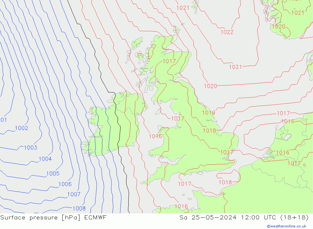 pressão do solo ECMWF Sáb 25.05.2024 12 UTC