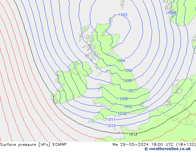 Pressione al suolo ECMWF mer 29.05.2024 18 UTC