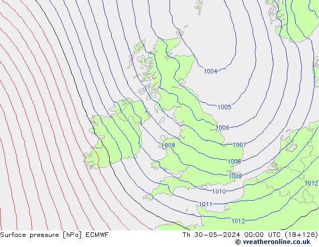 pressão do solo ECMWF Qui 30.05.2024 00 UTC