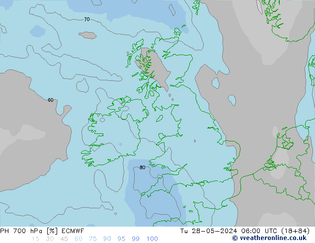 RH 700 hPa ECMWF Ter 28.05.2024 06 UTC