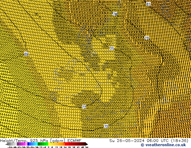 Height/Temp. 925 hPa ECMWF Su 26.05.2024 06 UTC