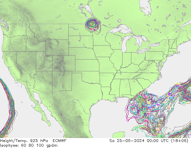 Height/Temp. 925 hPa ECMWF Sa 25.05.2024 00 UTC