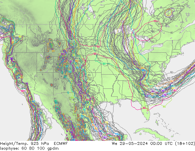 Hoogte/Temp. 925 hPa ECMWF wo 29.05.2024 00 UTC