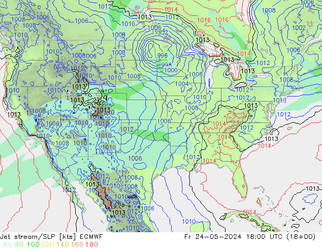 Jet stream ECMWF Sex 24.05.2024 18 UTC