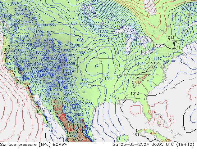 pressão do solo ECMWF Sáb 25.05.2024 06 UTC