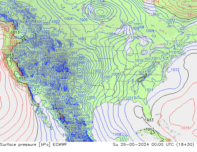 Presión superficial ECMWF dom 26.05.2024 00 UTC