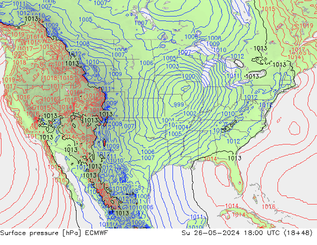 Pressione al suolo ECMWF dom 26.05.2024 18 UTC