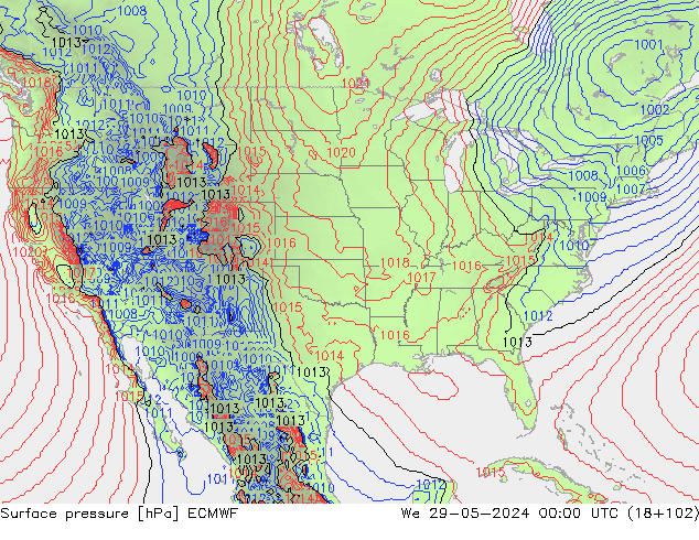 Surface pressure ECMWF We 29.05.2024 00 UTC