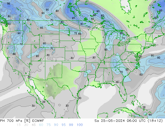 RH 700 hPa ECMWF Sáb 25.05.2024 06 UTC