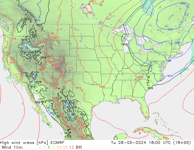 High wind areas ECMWF Ter 28.05.2024 18 UTC