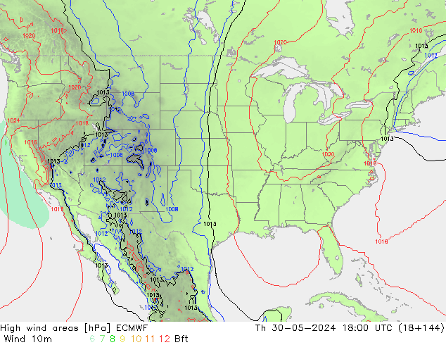 yüksek rüzgarlı alanlar ECMWF Per 30.05.2024 18 UTC