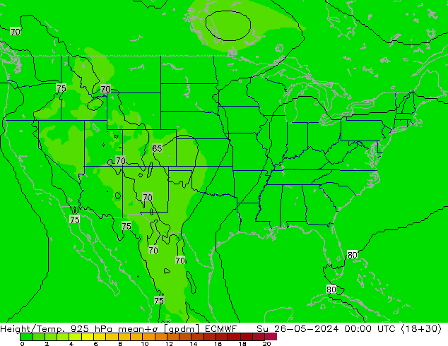 Geop./Temp. 925 hPa ECMWF dom 26.05.2024 00 UTC