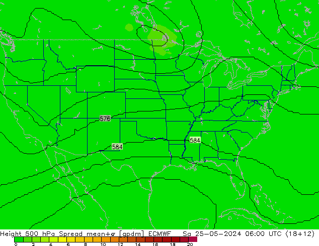 500 hPa Yüksekliği Spread ECMWF Cts 25.05.2024 06 UTC