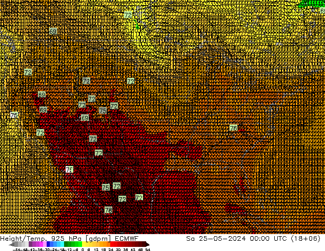 Height/Temp. 925 hPa ECMWF Sáb 25.05.2024 00 UTC