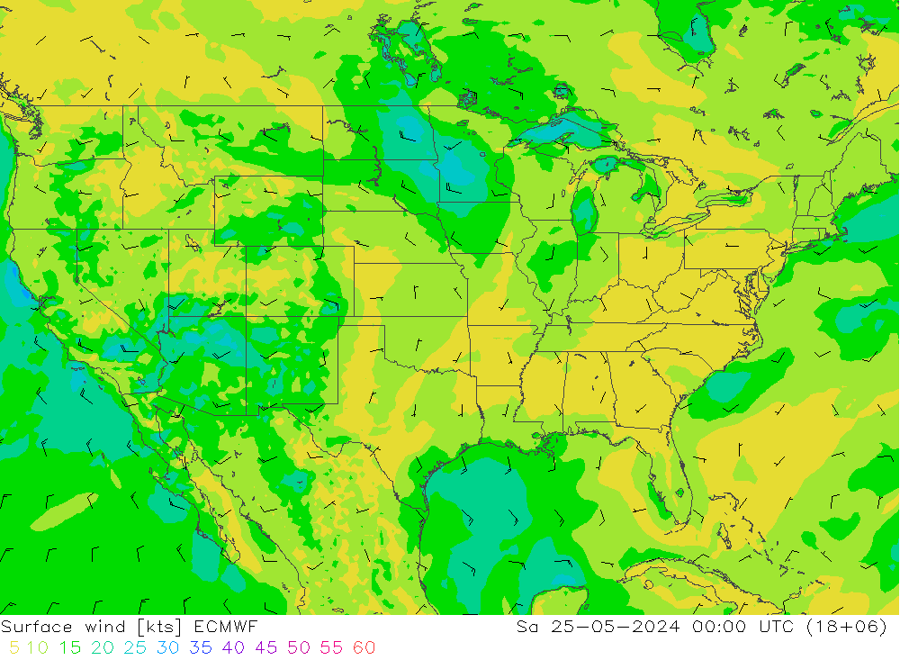 Vento 10 m ECMWF Sáb 25.05.2024 00 UTC