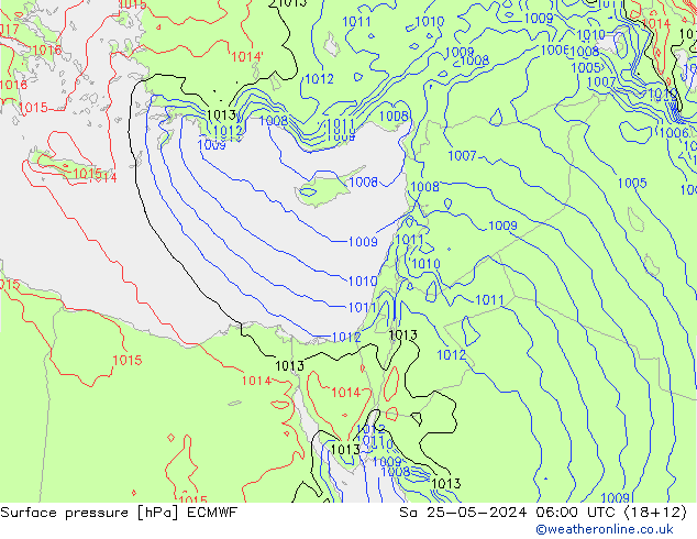 Surface pressure ECMWF Sa 25.05.2024 06 UTC