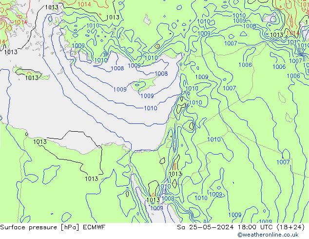 pressão do solo ECMWF Sáb 25.05.2024 18 UTC