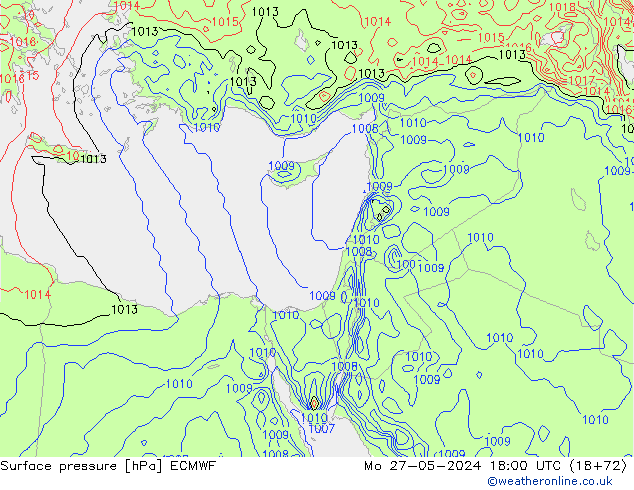 Pressione al suolo ECMWF lun 27.05.2024 18 UTC