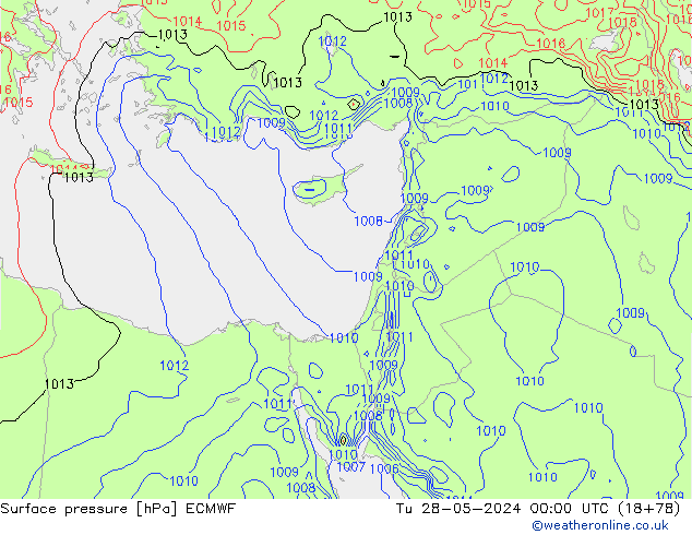 Atmosférický tlak ECMWF Út 28.05.2024 00 UTC