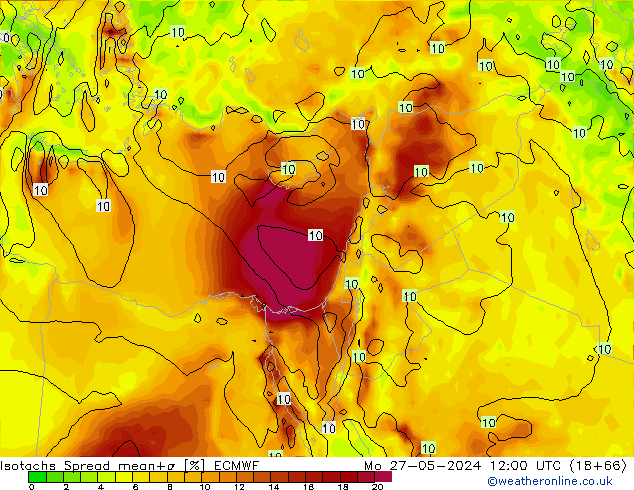 Eşrüzgar Hızları Spread ECMWF Pzt 27.05.2024 12 UTC