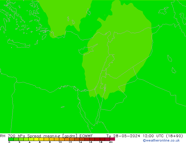 RH 700 hPa Spread ECMWF  28.05.2024 12 UTC