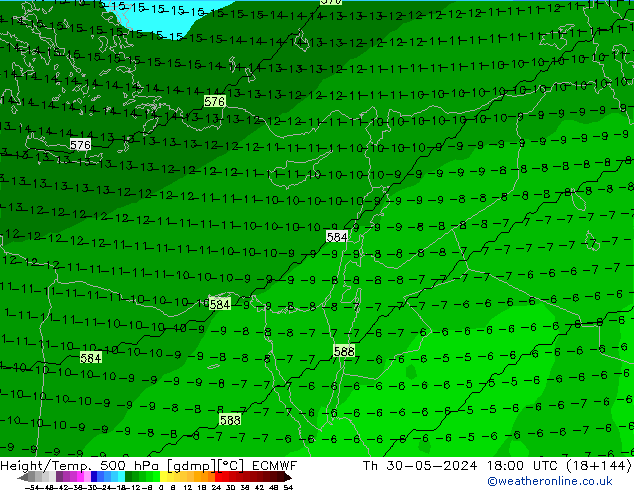 Height/Temp. 500 hPa ECMWF Th 30.05.2024 18 UTC