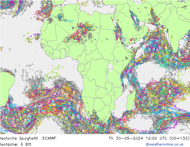 Eşrüzgar Hızları Spaghetti ECMWF Per 30.05.2024 12 UTC