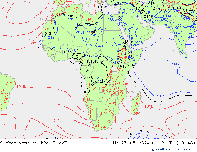 Surface pressure ECMWF Mo 27.05.2024 00 UTC